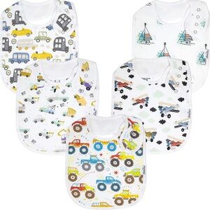 Toddler Bibs 5 Pack - Organic Cotton, Soft Absorbent Bandana Bibs for Teething,
